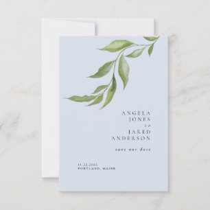 Einfachheit Foliage Dusty Blue Wedding Save The Date