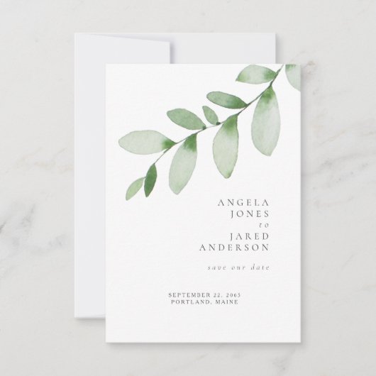 Einfachheit & Foliage Hochzeit Rettete unser Datum Save The Date (Vorderseite)