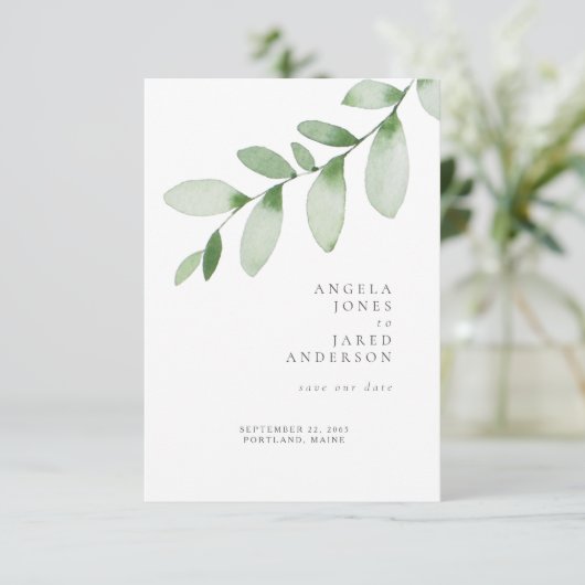 Einfachheit & Foliage Hochzeit Rettete unser Datum Save The Date (Stehend Vorderseite)