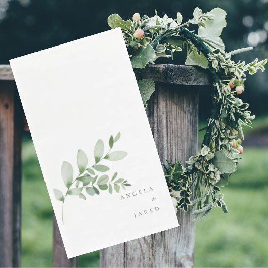 Einfachheit & Foliage Hochzeitscoupennamen Serviette