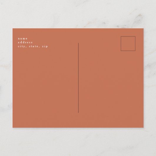 Einfachheit Foliage Terracotta Hochzeit Rett Datum Postkarte (Rückseite)