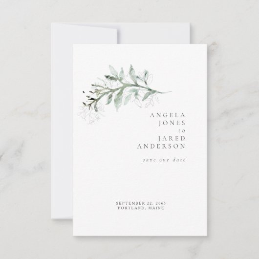 Einfachheit & Foliage White Wedding Rettete unser  Save The Date (Vorderseite)