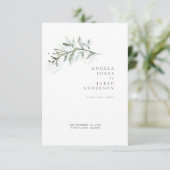 Einfachheit & Foliage White Wedding Rettete unser  Save The Date (Stehend Vorderseite)