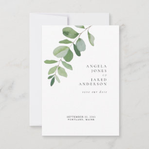 Einfachheit & Foliage White Wedding Save The Date