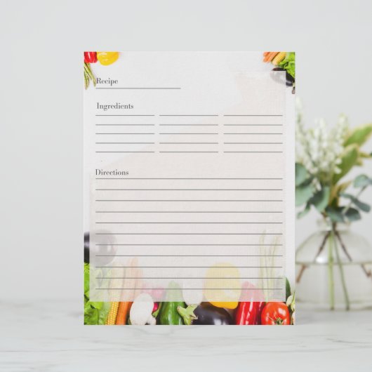 Einfachheit Gemüse zweiseitige Rezeptionskarten (Stehend Vorderseite)