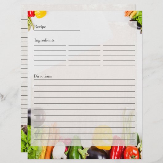 Einfachheit Gemüse zweiseitige Rezeptionskarten (Vorne/Hinten)