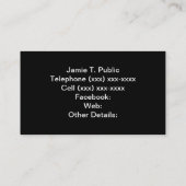 Einfachheit: Goldrahmen, schwarzer Hintergrund Visitenkarte (Rückseite)