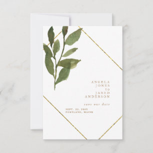 Einfachheit & Grün Gold & Weiße Hochzeit Save The Date