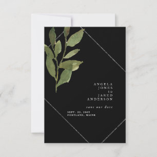 Einfachheit & Grüne Schwarze Hochzeit Save The Date