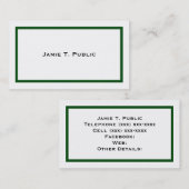 Einfachheit: Grüner Rahmen, weißer Hintergrund Visitenkarte (Vorne/Hinten)