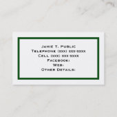 Einfachheit: Grüner Rahmen, weißer Hintergrund Visitenkarte (Rückseite)