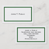 Einfachheit: Grüner Rahmen, weißer Hintergrund Visitenkarte (Vorne/Hinten)