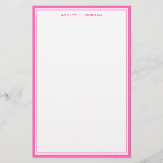 Einfachheit Hot Pink White Personalisiert Statione Briefpapier (Vorderseite)