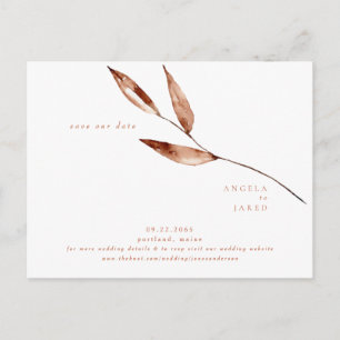 Einfachheit Laub Terrakotta Hochzeit Termin merken Postkarte