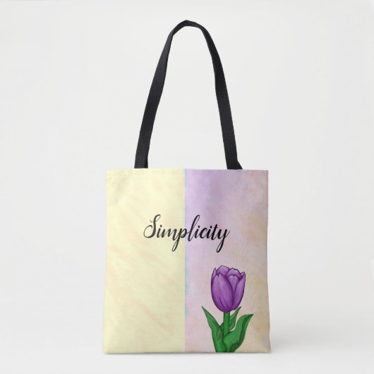 Einfachheit Lila Tulip Zwei Tone Wasserfarbe Tasche (Vorderseite)