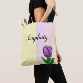 Einfachheit Lila Tulip Zwei Tone Wasserfarbe Tasche (Von Nahem)
