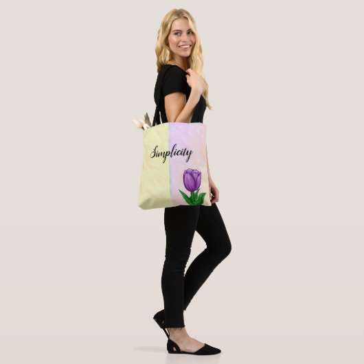 Einfachheit Lila Tulip Zwei Tone Wasserfarbe Tasche (Am Model)