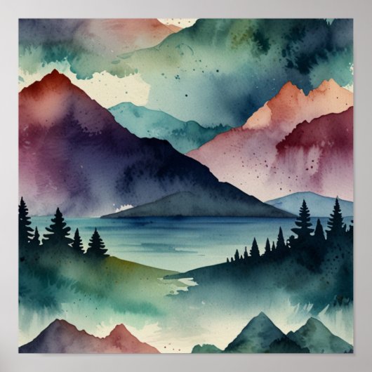 Einfachheit: Moderne Minimalistische Wasserfarbe Poster (Vorne)