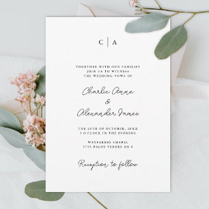 Einfachheit Monogramm Minimalistische Hochzeit Einladung