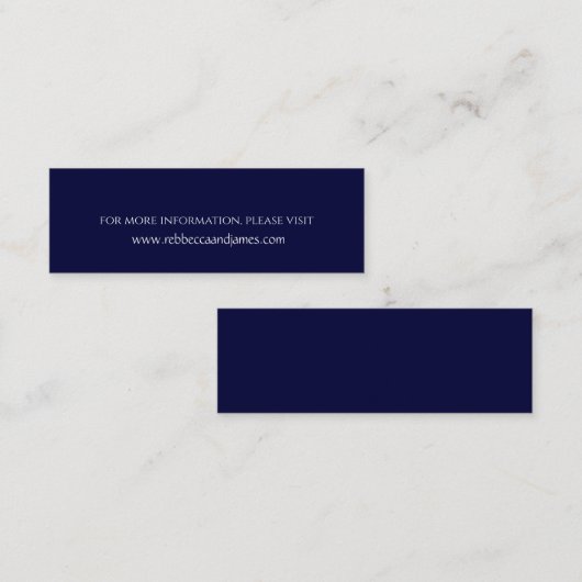 Einfachheit Navy Blue Wedding Website Cards Mini Visitenkarte (Vorne/Hinten)