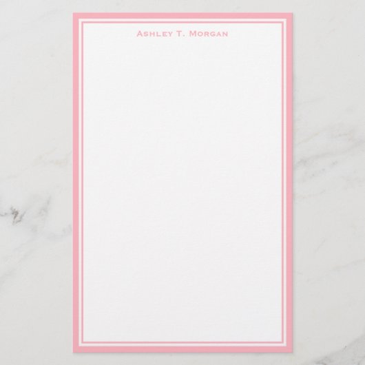 Einfachheit Pink White Personalisiert Stationery Briefpapier (Vorderseite)