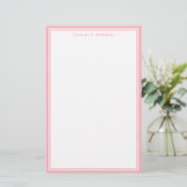 Einfachheit Pink White Personalisiert Stationery Briefpapier (Stehend Vorderseite)