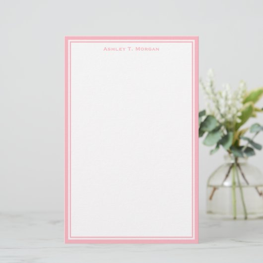Einfachheit Pink White Personalisiert Stationery Briefpapier (Stehend Vorderseite)
