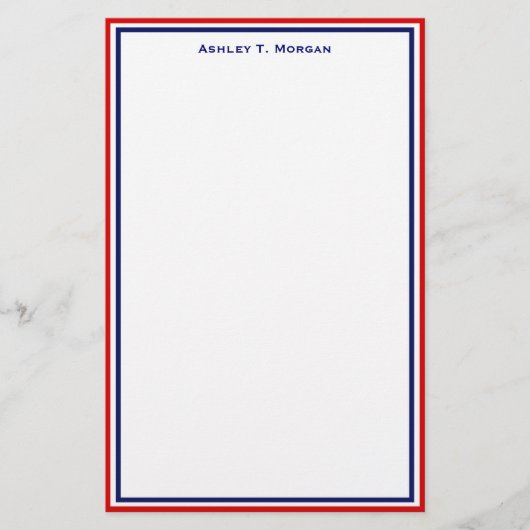 Einfachheit Red White Blue Personalisiert Statione Briefpapier (Vorderseite)