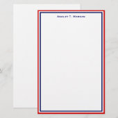 Einfachheit Red White Blue Personalisiert Statione Briefpapier (Vorne/Hinten)