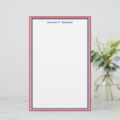 Einfachheit Red White Blue Personalisiert Statione Briefpapier (Stehend Vorderseite)