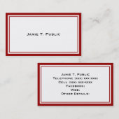 Einfachheit: Roter und weißer Rahmen, weißer Hinte Visitenkarte (Vorne/Hinten)