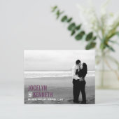 Einfachheit Save the Date Postkarte - Lila (Stehend Vorderseite)