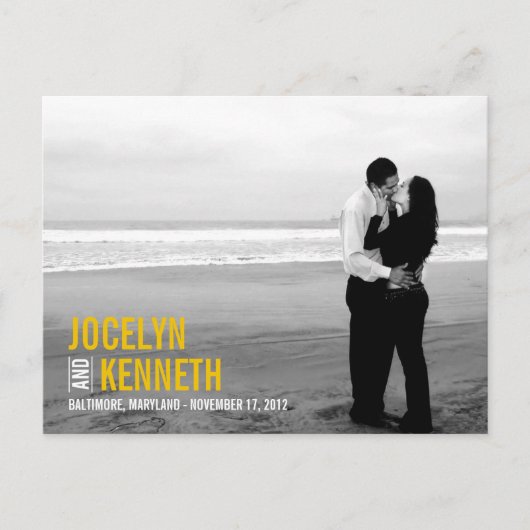 Einfachheit Save the Date Postkarte - Senf (Vorderseite)