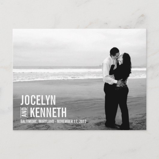 Einfachheit Save the Date Postkarte - Weiß (Vorderseite)