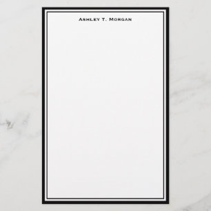 Einfachheit Schwarz-weiße Personalisierte Stationi Briefpapier