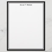 Einfachheit Schwarz-weißer Personalisierter Briefk (Vorderseite)
