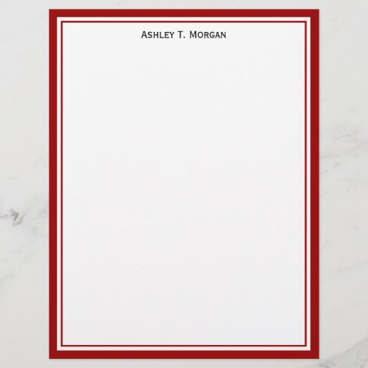 Einfachheit Tiefrot Personalisierter Letterhead (Vorderseite)