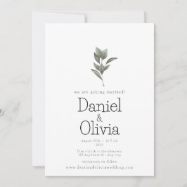 Einfachheit: Weiße und grüne Blumenhochzeit Einladung