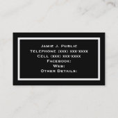 Einfachheit: weißer Rahmen, schwarzer Hintergrund Visitenkarte (Rückseite)