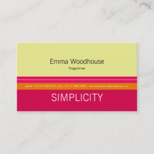 Einfachheits-Frühlings-Himbeerrosa u. -orange Visitenkarte