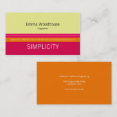 Einfachheits-Frühlings-Himbeerrosa u. -orange Visitenkarte (Vorne/Hinten)