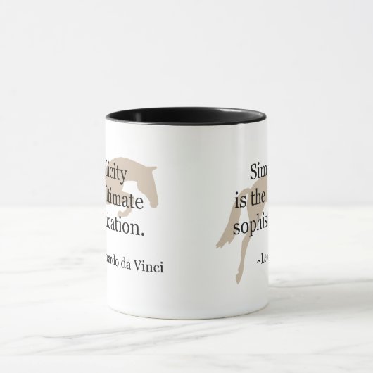 Einfachheits-Zitat mit Pullover-Pferd Tasse (Zentrum)