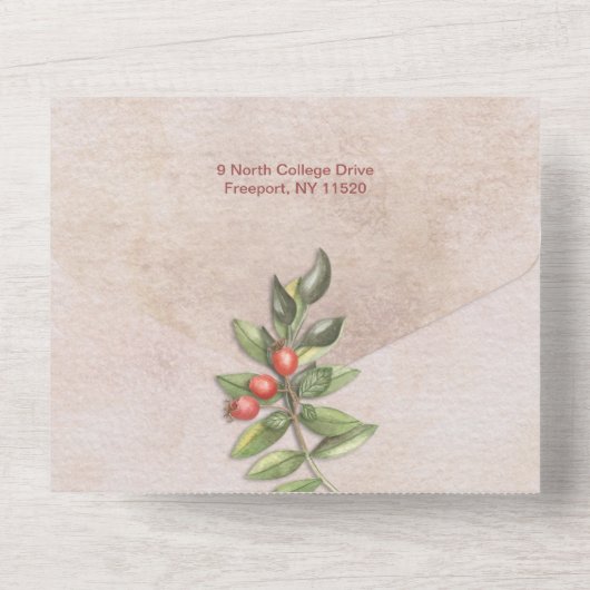 Einfachste Skripte & Blume/Tornieren Antiquitätenp All In One Einladung (Rückseite)