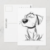 Einfachste Zeichnung. Lustiger Hund. Postkarte (Vorne/Hinten)