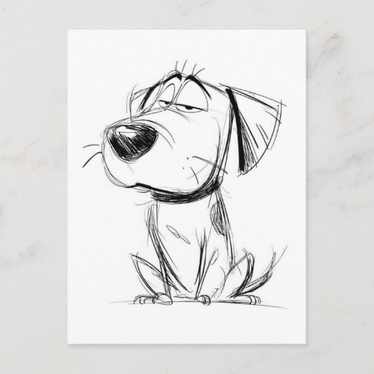 Einfachste Zeichnung. Lustiger Hund. Postkarte (Vorderseite)
