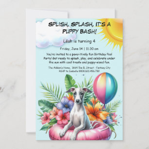 Einfadung zur Geburtstags-Poolparty 'Puppy Splash' Einladung