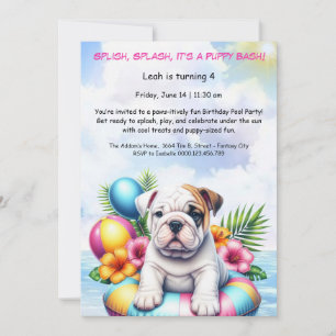 Einfadung zur Geburtstags-Poolparty 'Puppy Splash' Einladung