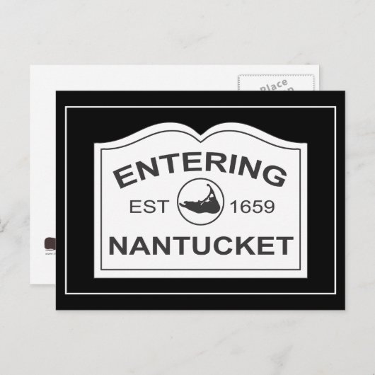 Einfahrt in Nantucket Est. 1659 Unterschrift in Sc Postkarte (Vorne/Hinten)
