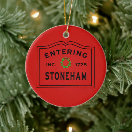 Einfahrt Stadt Massachusetts Stoneham Weihnachten Keramik Ornament