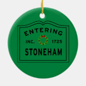 Einfahrt Stadt Massachusetts Stoneham Weihnachten Keramik Ornament (Hinten)